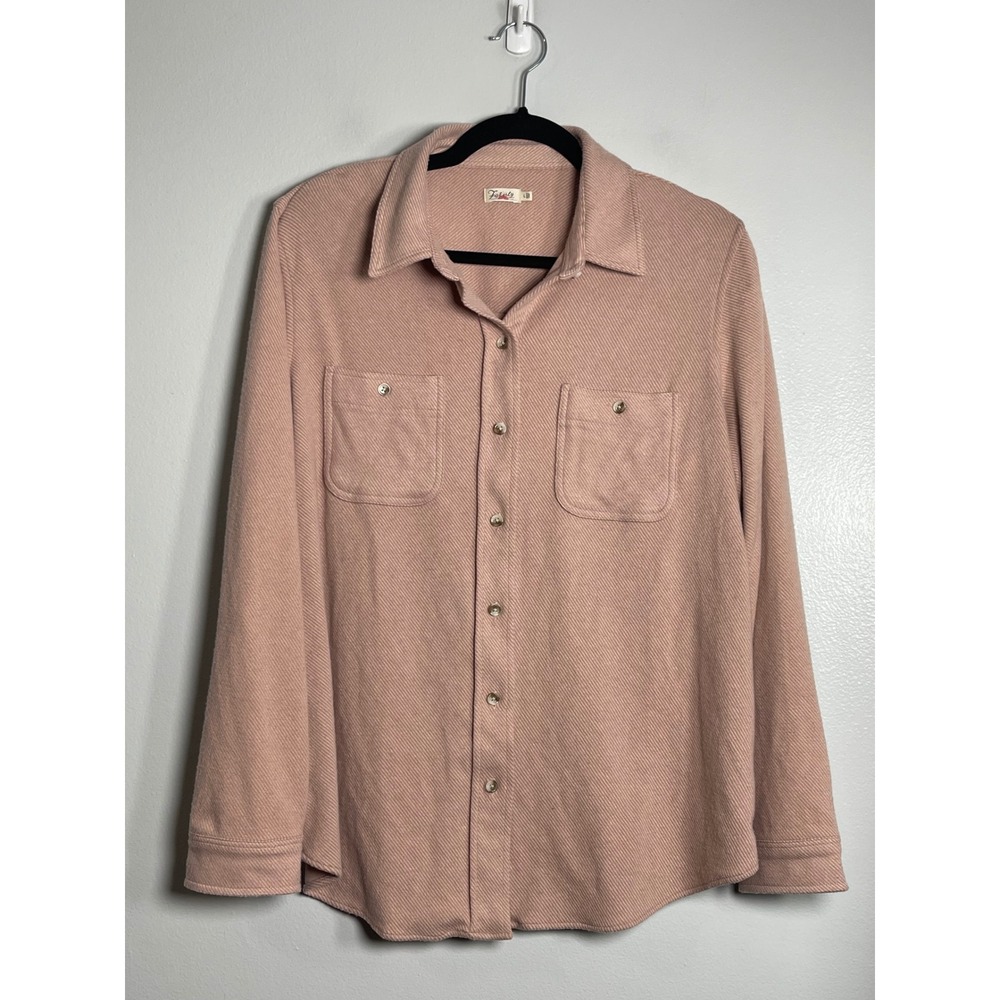 FAHERTY Legend Knit Shirt Large Dusty Rose Pink Button Down Top Casual Gorpcore - Picture 2 of 8